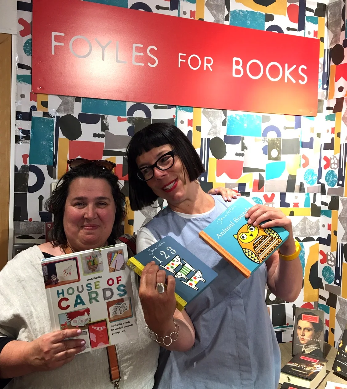 Jane in Foyles with our very own Sarah Hamilton and their books!