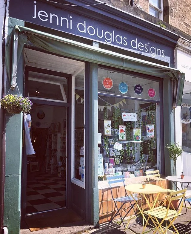 HAVE YOU MET -  @jennidouglasdesigns - Jenni Douglas?! We hope you'll follow and support her today! She is not only an artist/designer - she also has a very lovely shop. Do pop in to her gorgeous Edinburgh shop, say we sent you,  and buy JUST A CARD 