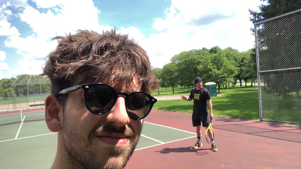 photo courtesy of Austin Scheer via DM to prove that he was, in fact, playing tennis when I hit him up on Twitter