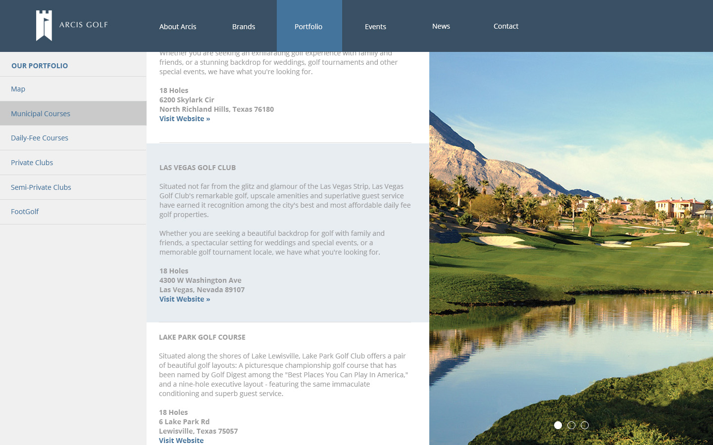 On larger screens you also have the ability to scroll through listings while the courses photos are availiable to the right.