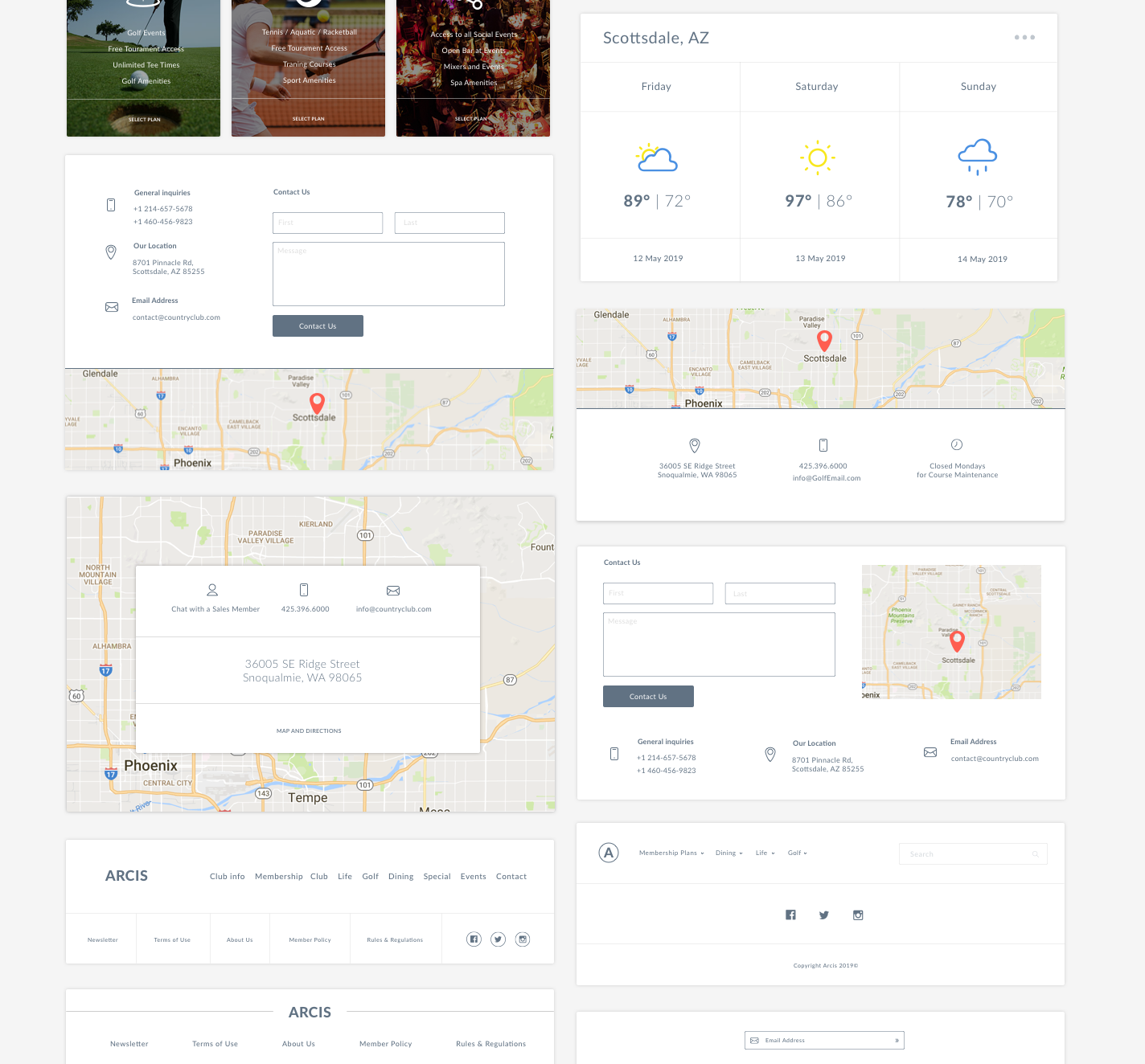 Contact, Footers &amp; Weather