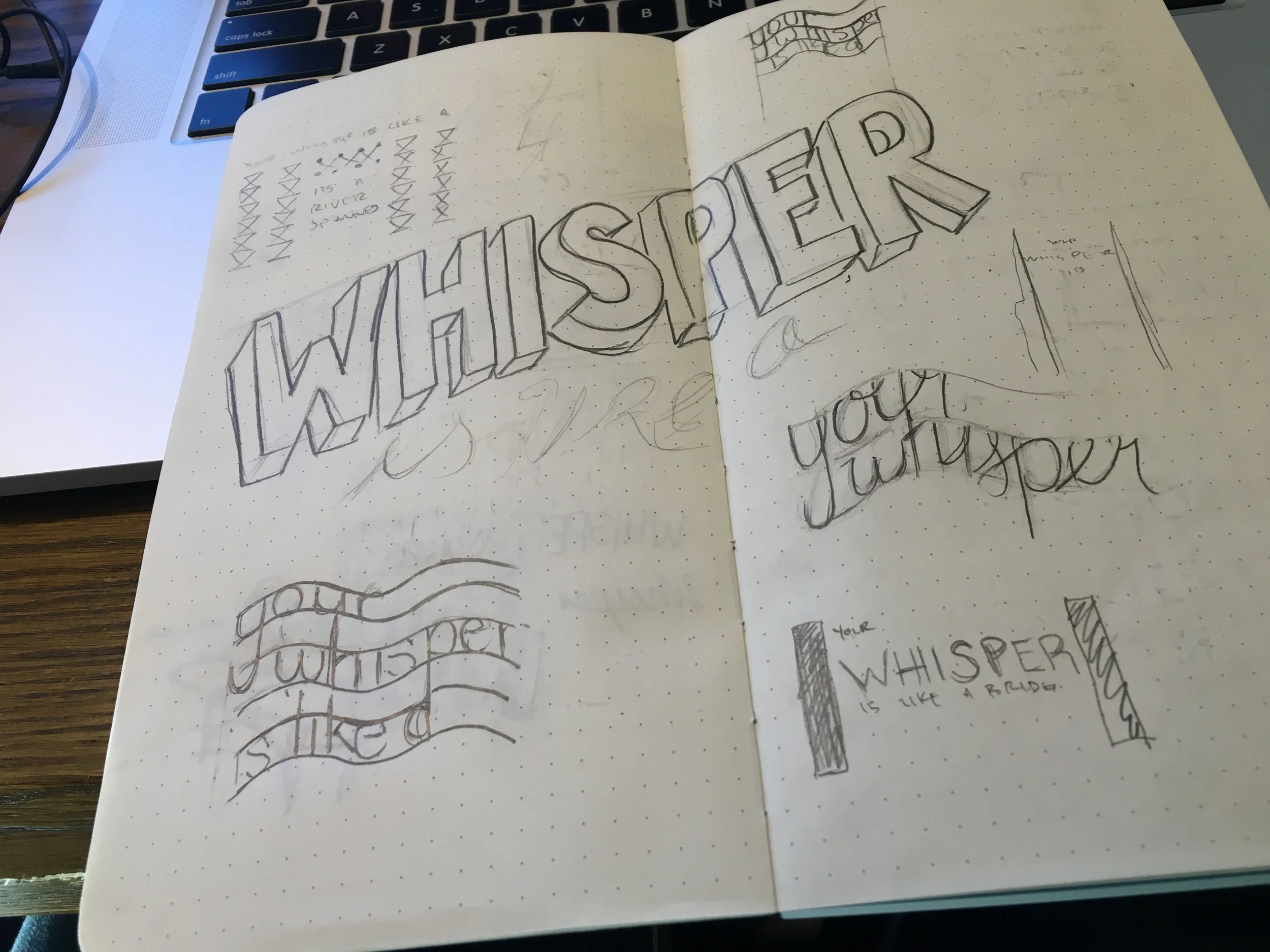 Thumbnailed typography ideas for the lyric design challenge.