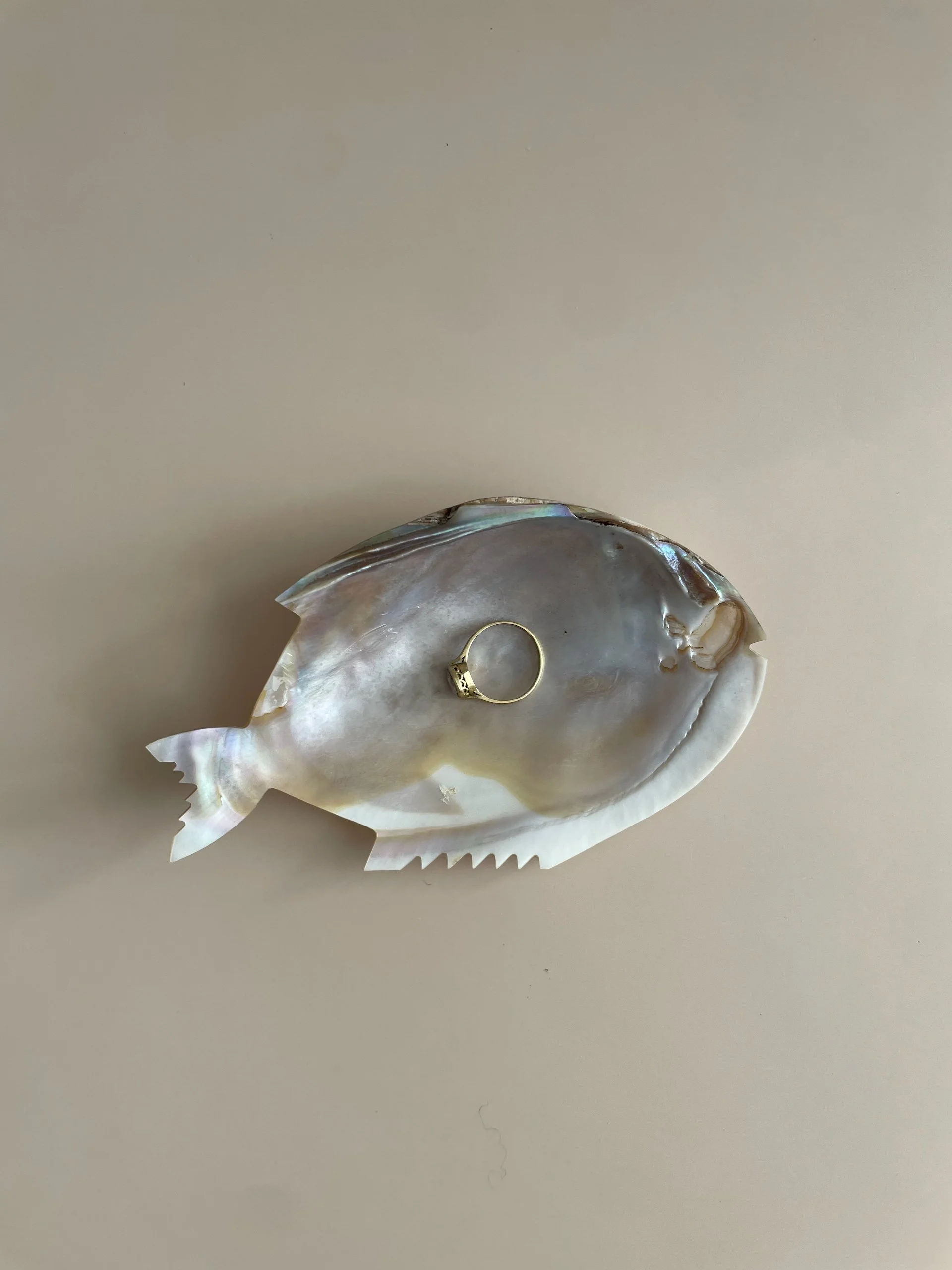 Vintage Abalone Carved Fish Dish