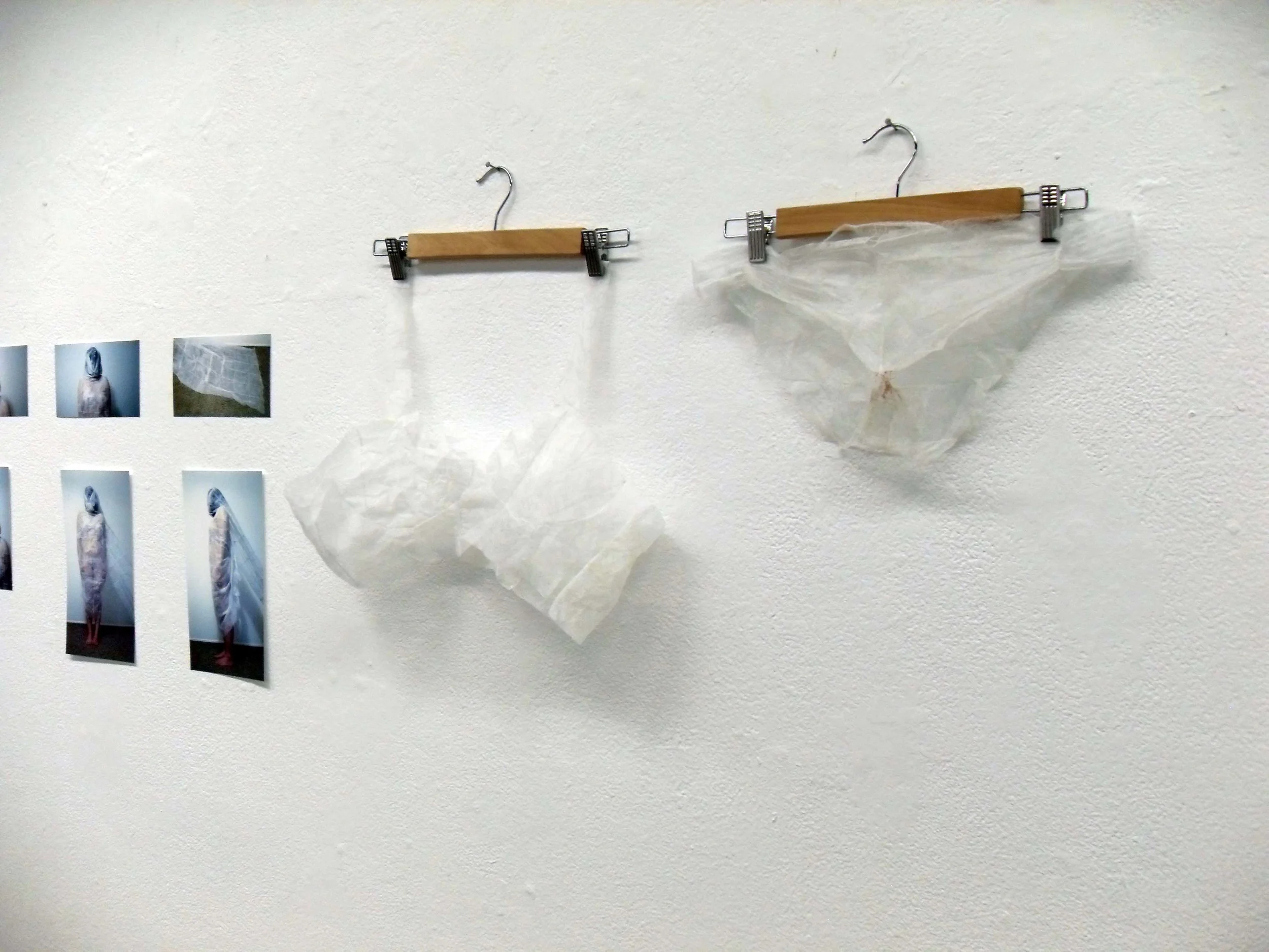 bralette and underwear, menstruation blood stain