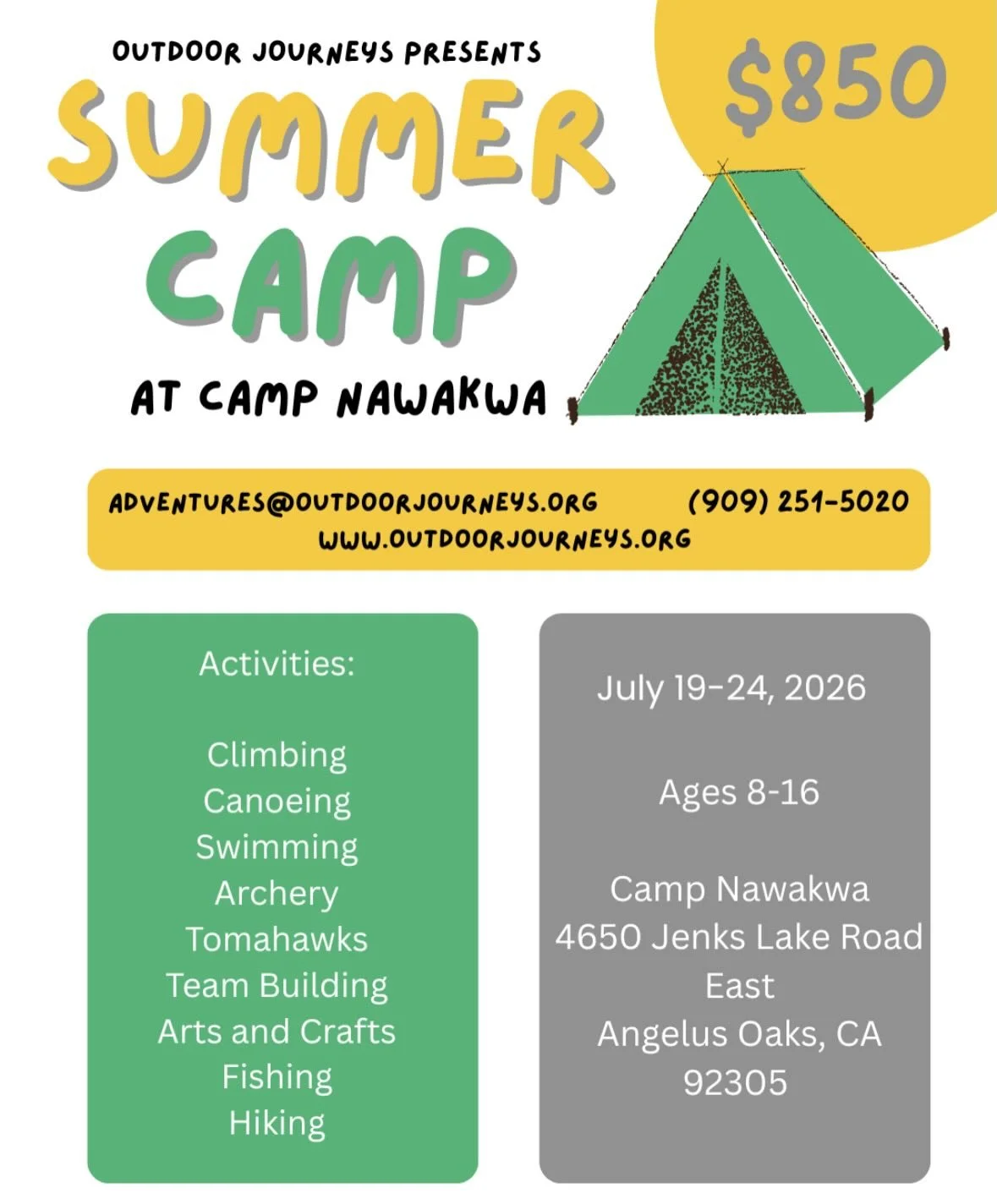 We still have some space in our July session! Email or call for more information. Registration link in bio ⛰️🛶🥾🏹🪓🤿🎣🎨