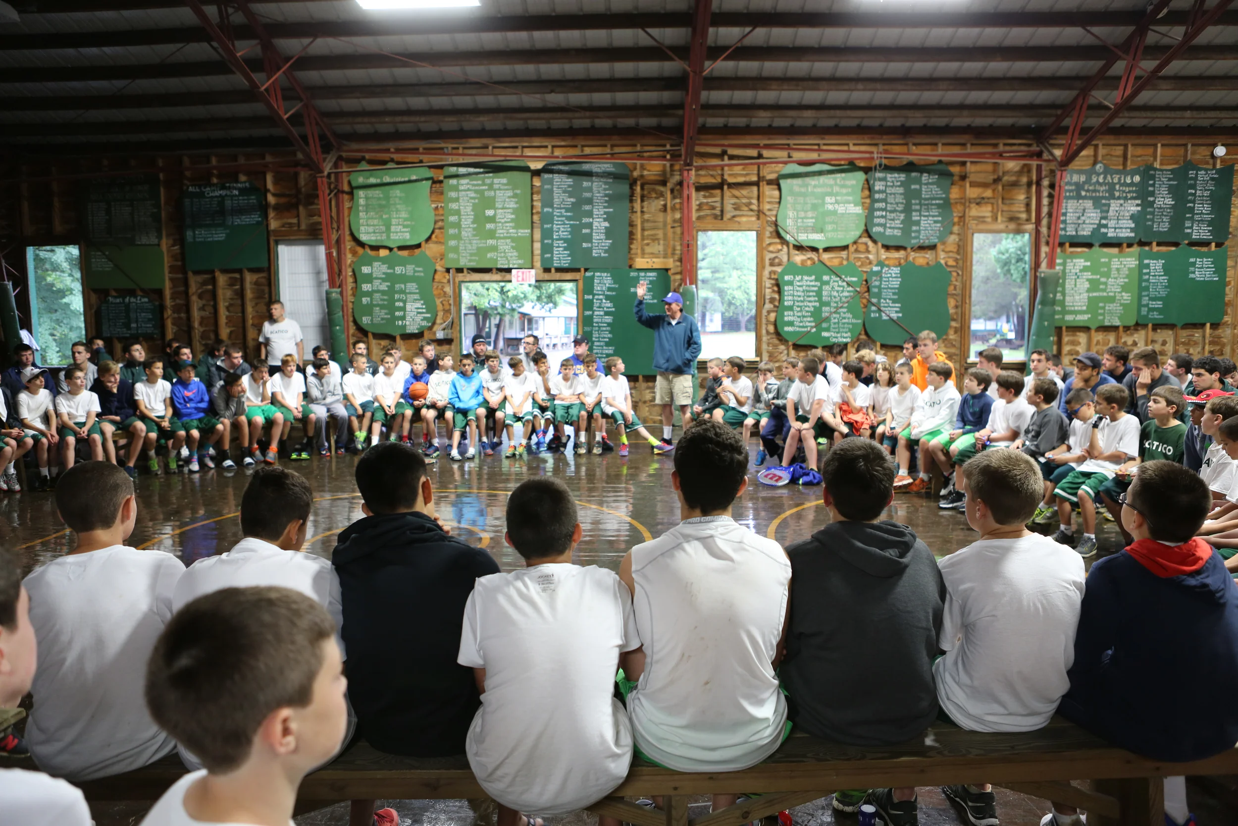 Dave begins the boys opening campfire in the Social Hall.