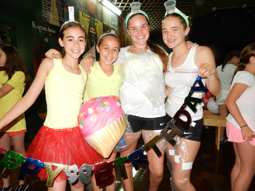 Girls dress up as a birthday during camp sister double trouble.