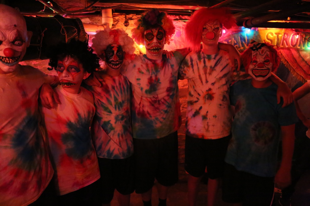  Upper Seniors in their circus-themed haunted house. 