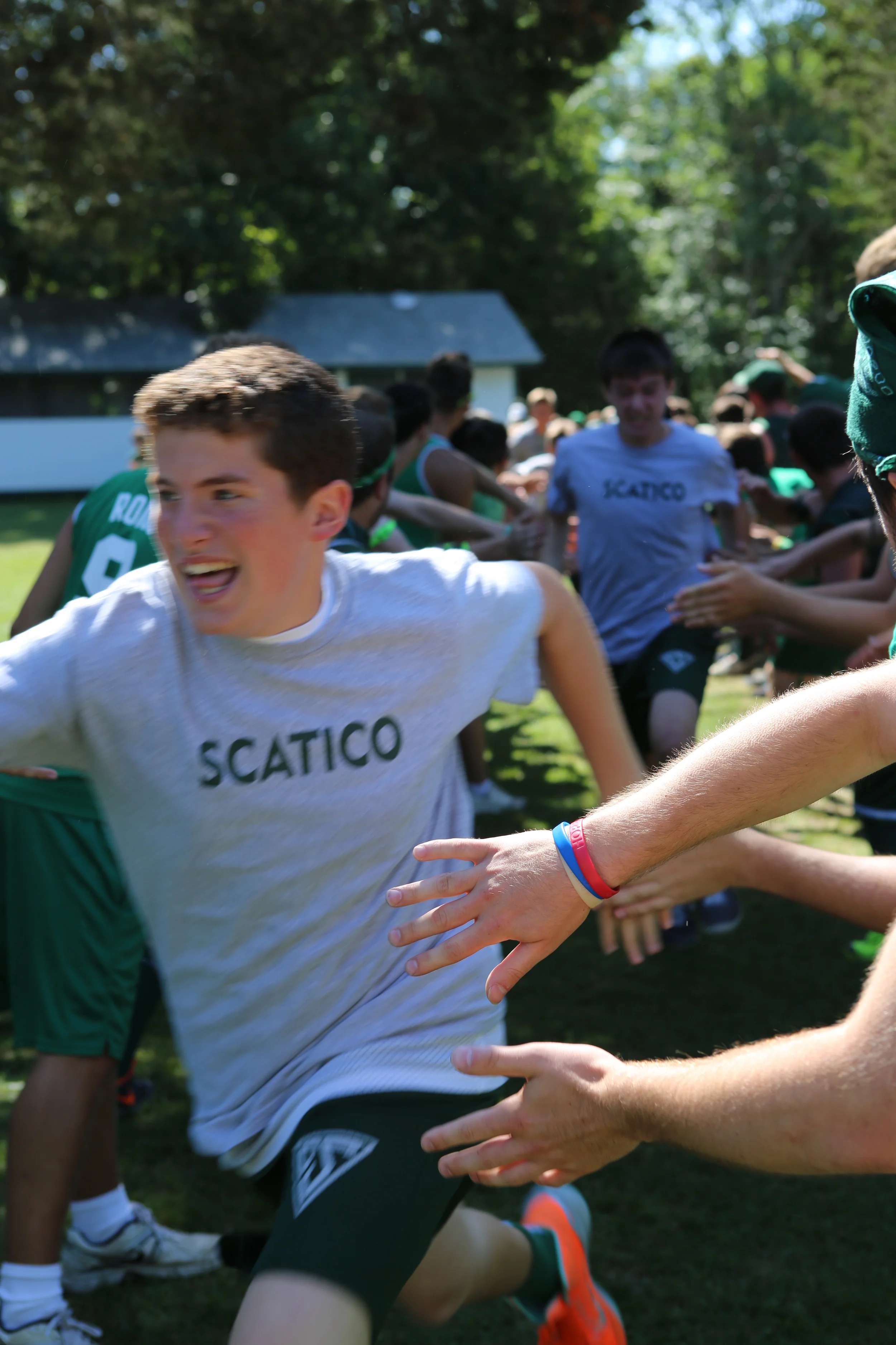 Nat players run onto the court before the first game.