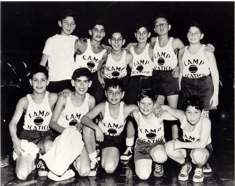 The Scatico camper basketball team played at Madison Square Garden in the early 1950s. That’s Arnie, kneeling, in the middle of the bottom. 