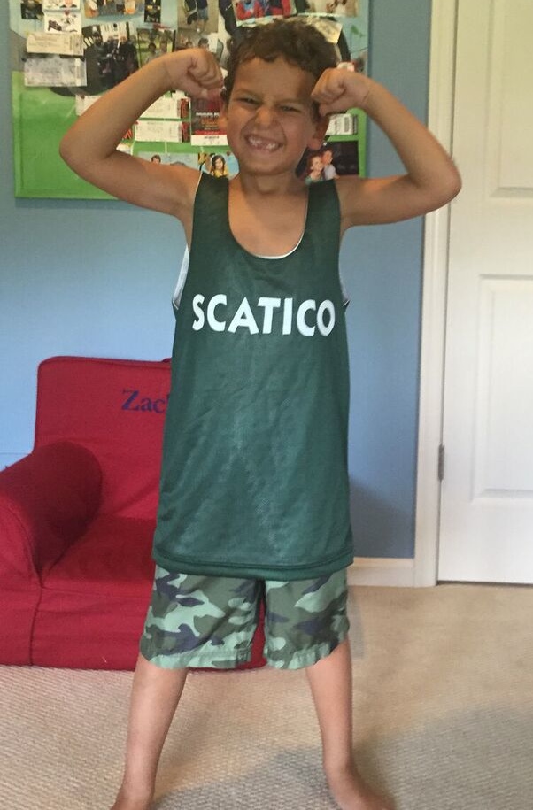 Zach is ready for camp. 