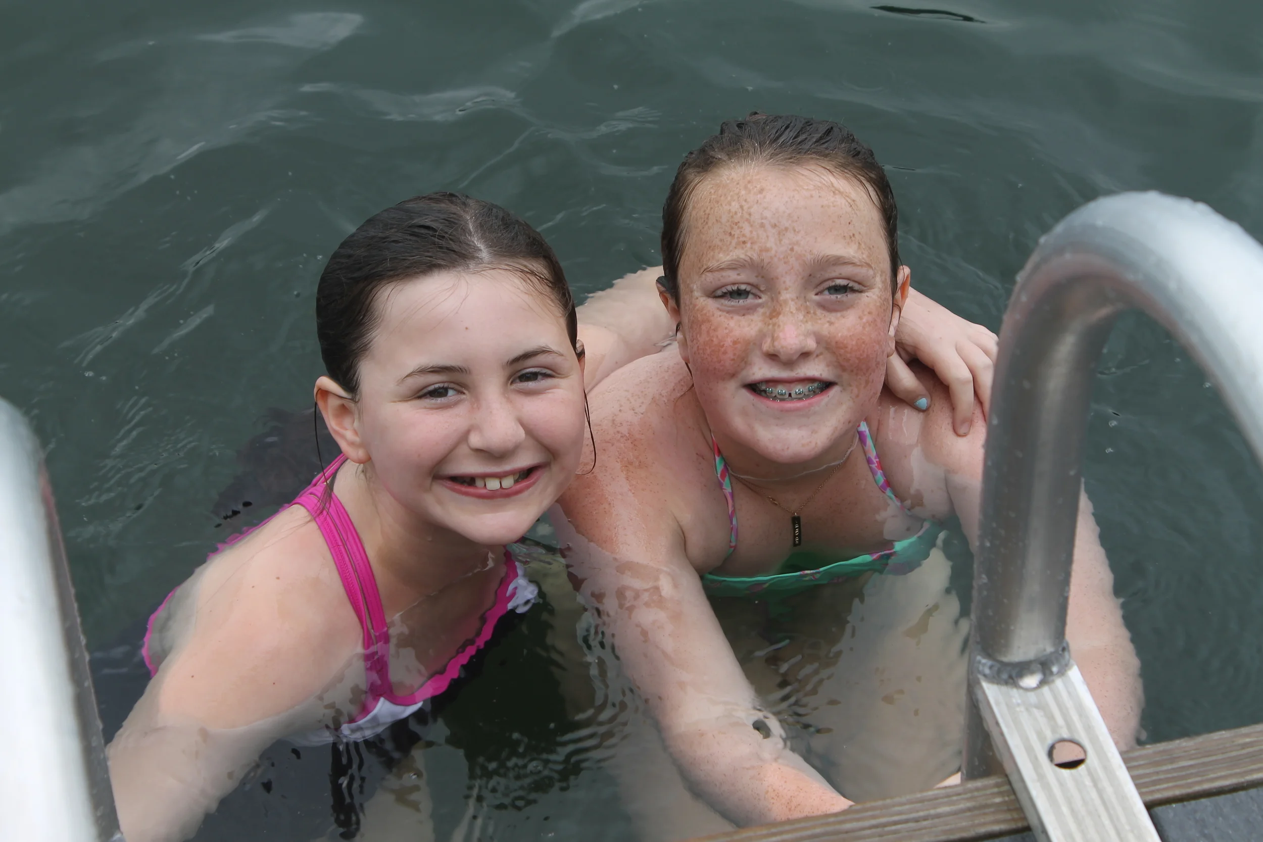 Inter girls at swim instruction. 