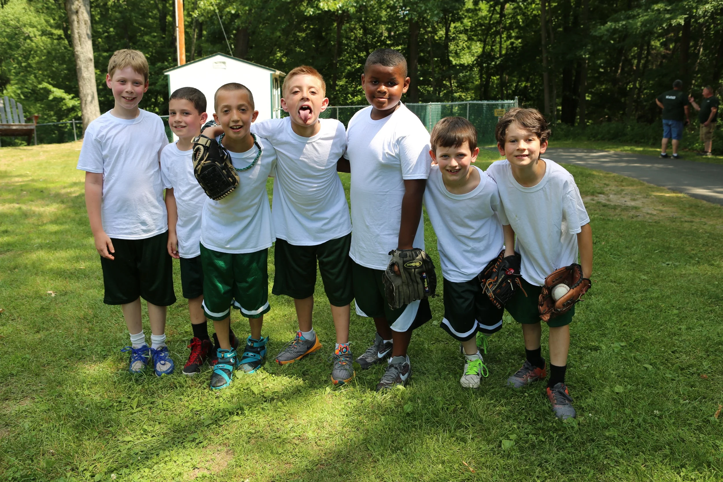 Sophs pose for a photo op en route to the ball fields 