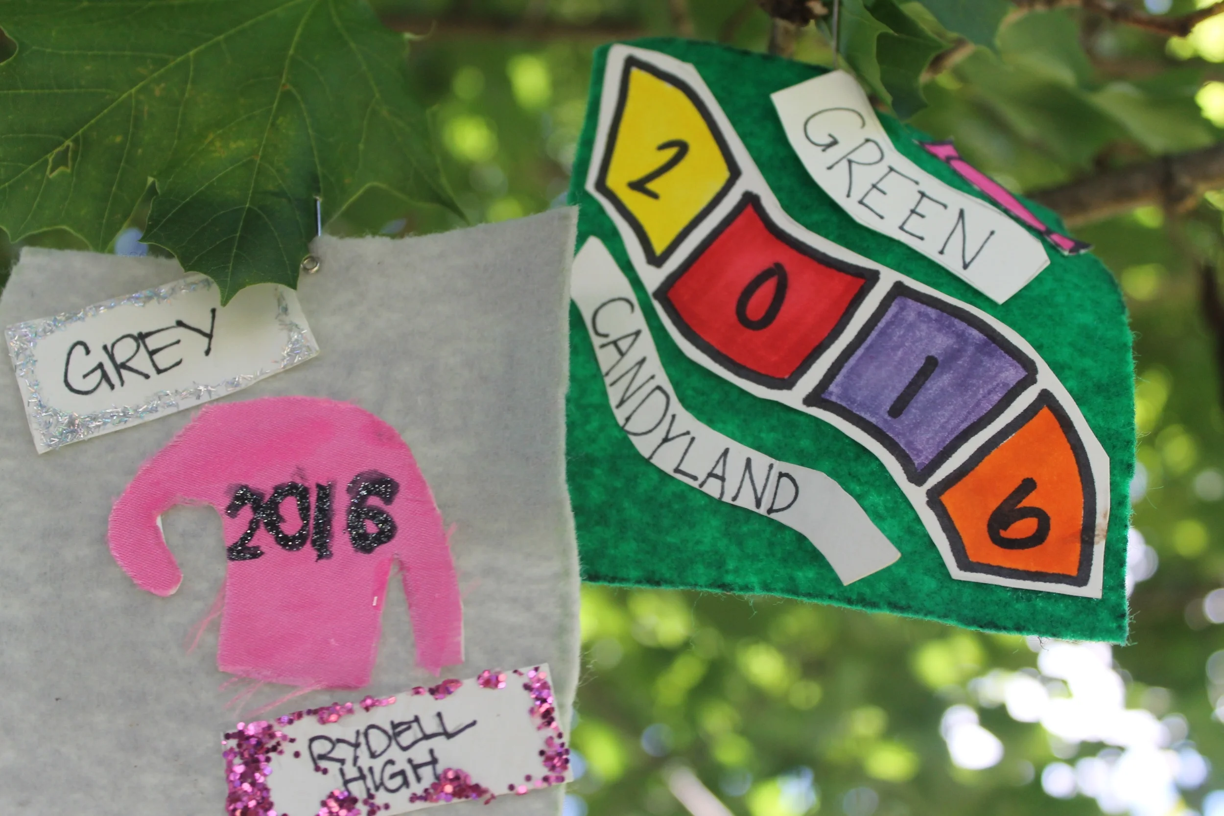 The team emblems, made by the Subs for each camper to wear everyday. During sporting events, campers opt to hang them from trees. 