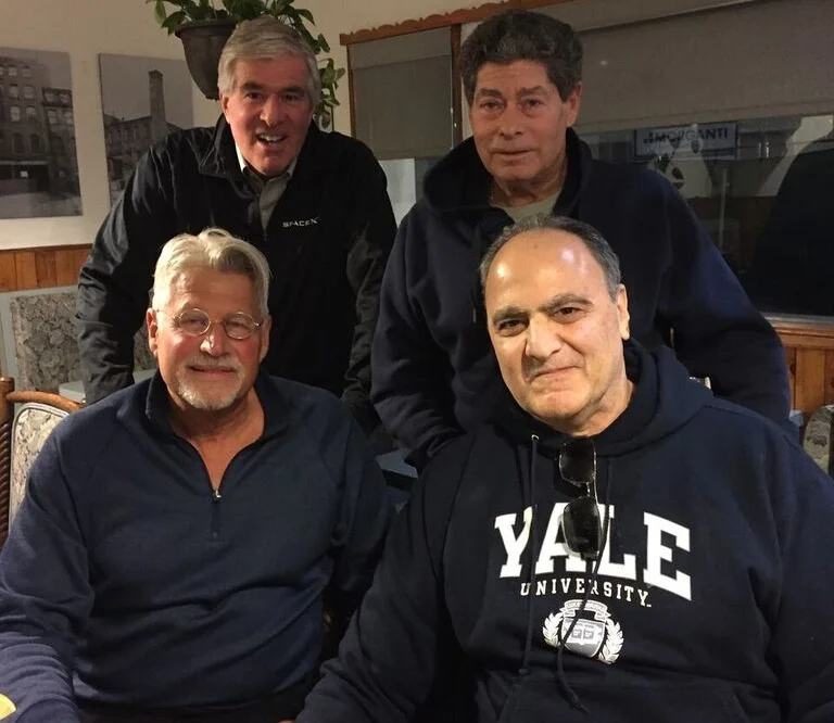 May in Stamford, CT (clockwise from bottom left): Griff Trow, Steve Hanft, Roger Warren , and Michael Aronow. Griff reports that Michael confirmed the story that he and his dad took the Beatles for a speedboat ride in Miami Beach after their 1964 appearance on the Ed Sullivan Show. 