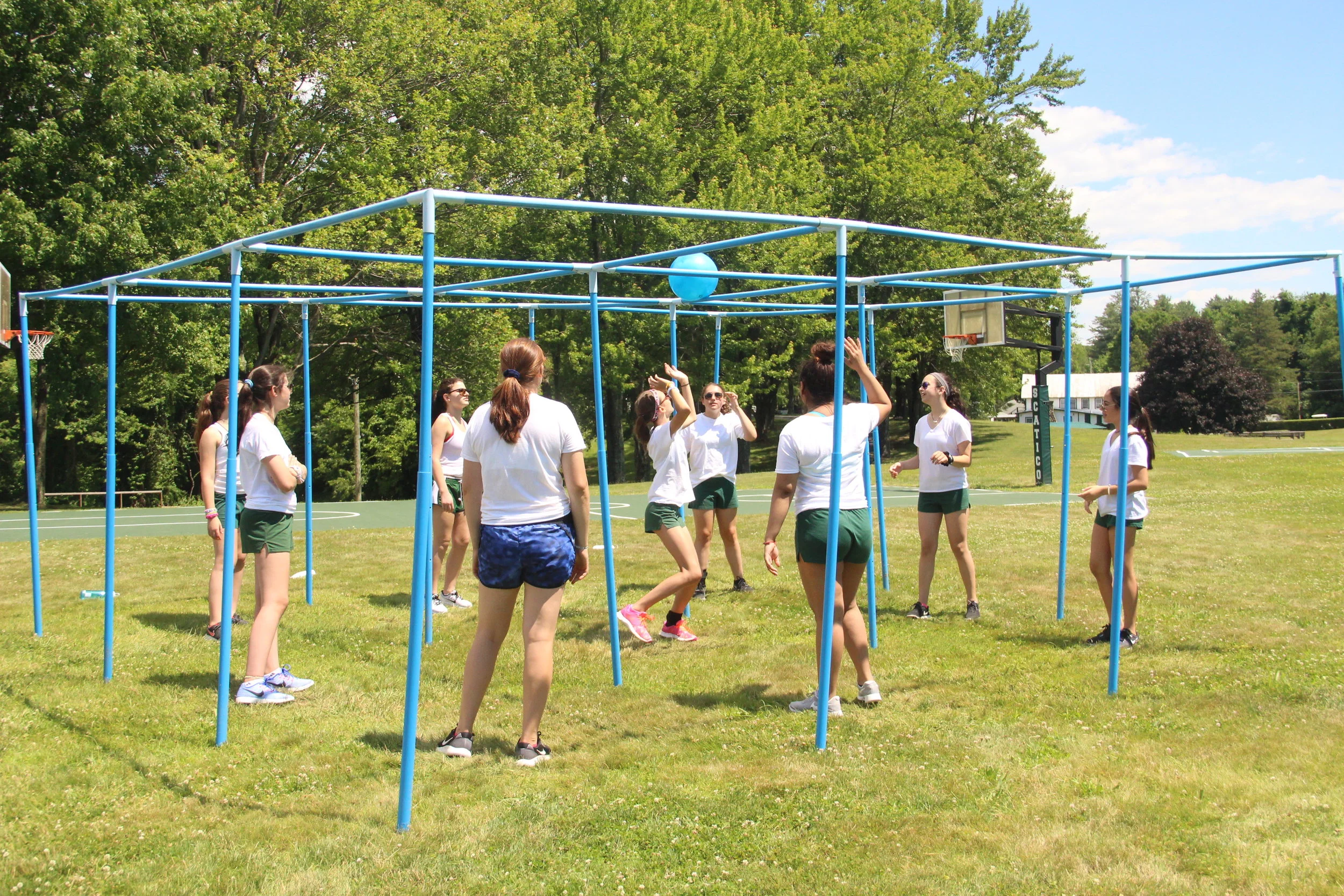 Sub girls play 9 square in the air, a new favorite activity on the Girls hill