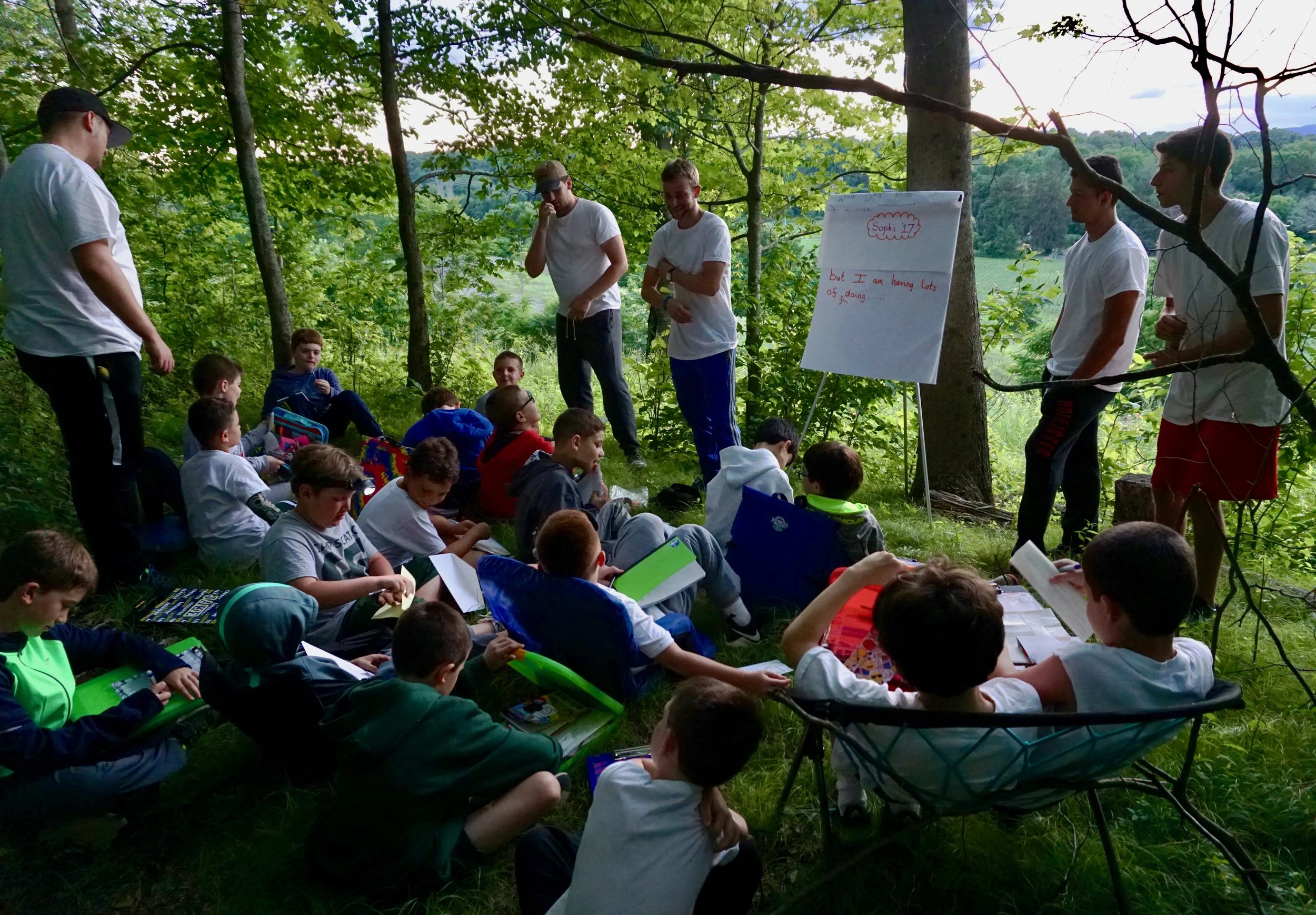 The Sophs have a moment with nature, at the Sunset Trail lookout behind the boys ball fields
