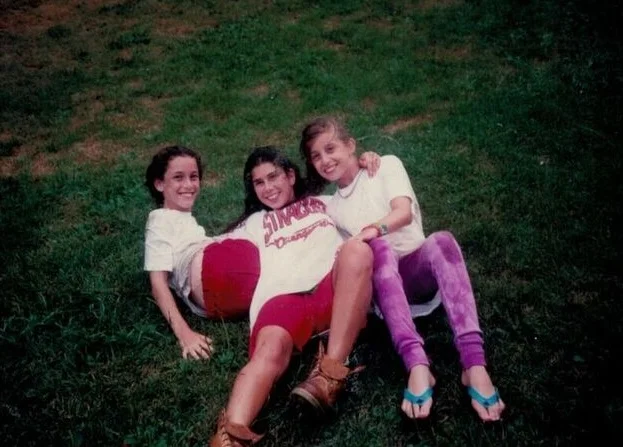 Late 1980s: Girls Head Counselor Kerri Berkman Winderman with Jen Florin Finkel and Dana Tannenbaum Savitsky.