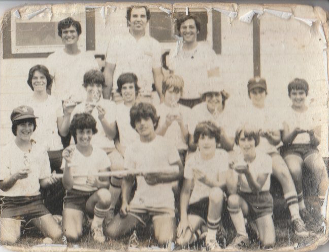 New York Met Ed Kranepool visits camp in 1978 and poses with the Under-13 softball  team. Ed had attended James Monroe High School in the Bronx, where Flick was the principal. 