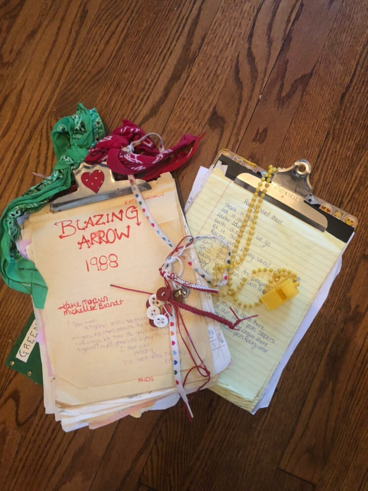  From Samantha Derasse (2009-19): "My mom [Katie Mazarin Derasse] and my Tribes clipboards from our Sooper summers in 1988 and 2016 respectively." 