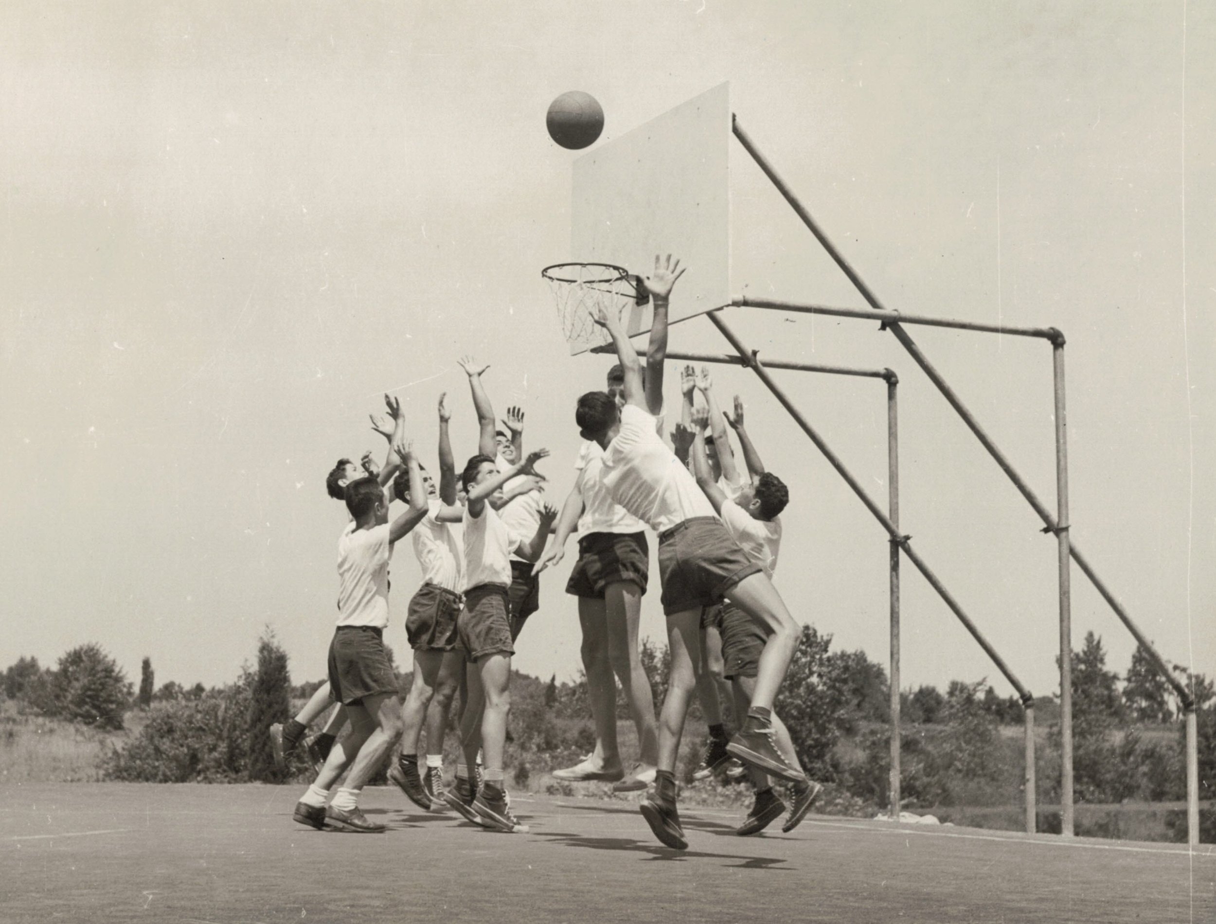  A Court. Then—Wood backboards.  