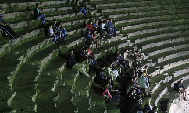 Syria film festival screening in Daraa, Syria Photograph: Courtest Syria Mobile Film festival