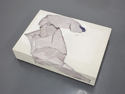Marie Lund, Torso , 2014, concrete and cotton, 70x15x40cm