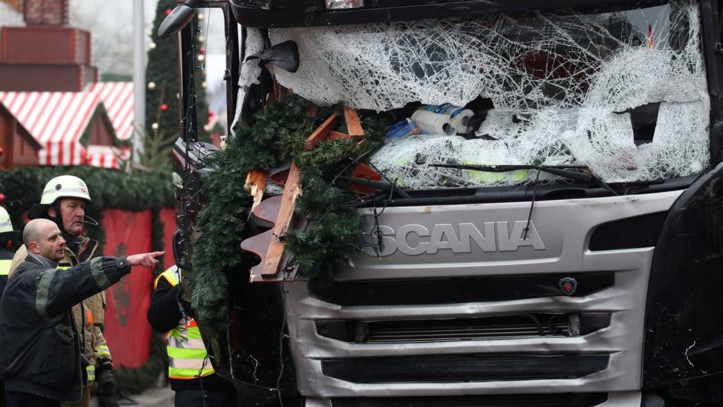 Image of the truck used to carry out the Berlin Christmas market attack that killed 12 people. Credit: BBC