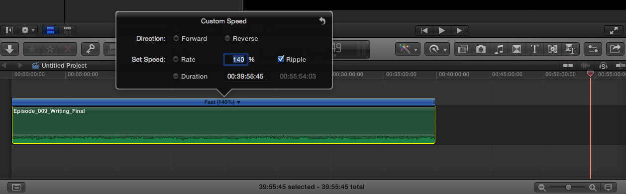 Setting custom speed around 140%