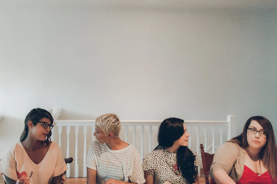 Guests enjoying conversation.