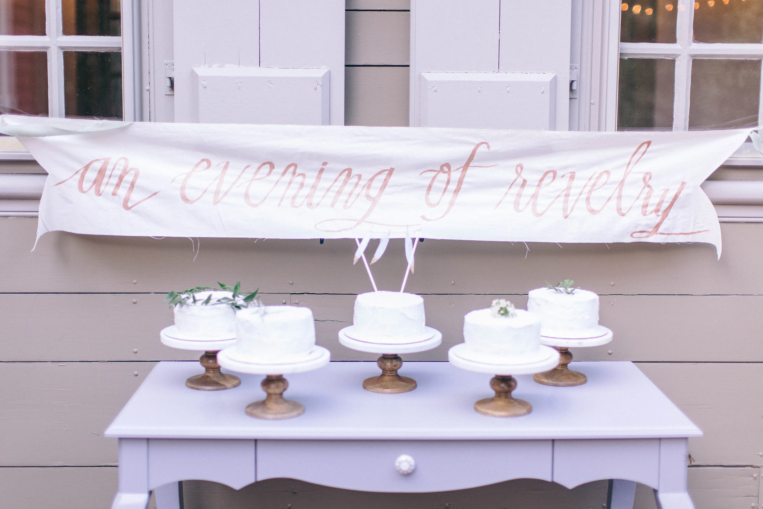 Cake stands on display.