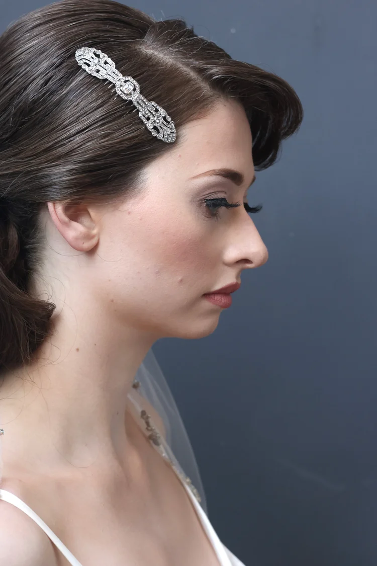 Silver rhinestone art deco inspired Greta headpiece comb by  display picture 1