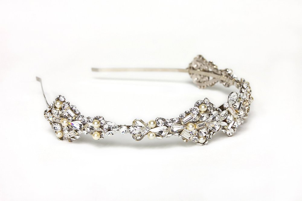 Unique and chic Swarovski crystal bridal headpiece- Helena? Silver rhinestone embellished Helena headpiece comb by  main image 4
