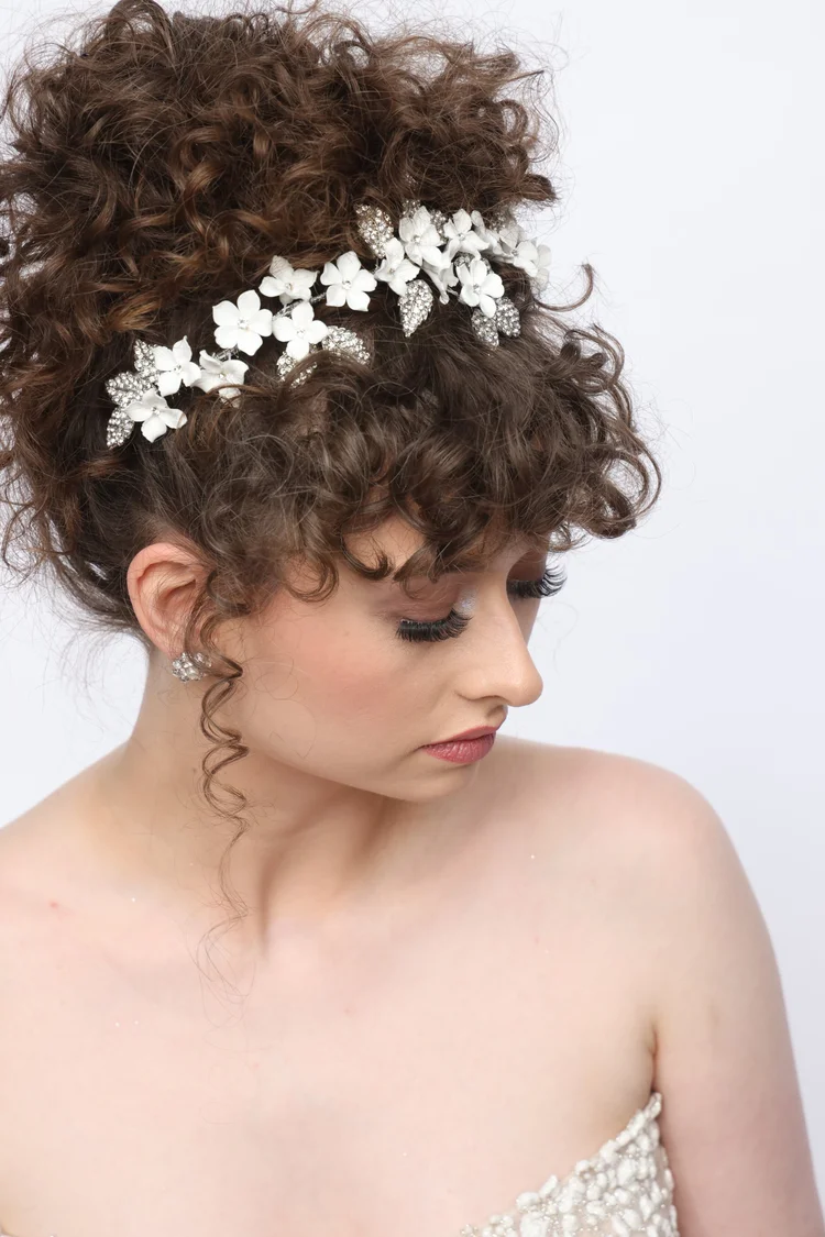 Porcelain Hawaiian inspired Plumeria bridal diadem by bridal  display picture 3