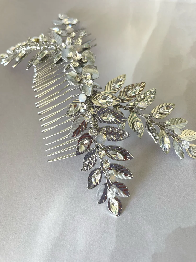 Silver and rose gold metal leaf rhinestone Wild Flower  display picture 3