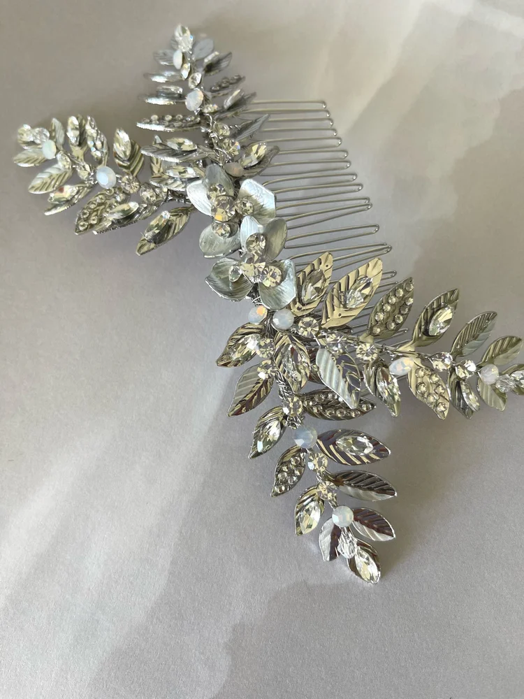Silver and rose gold metal leaf rhinestone Wild Flower  display picture 1