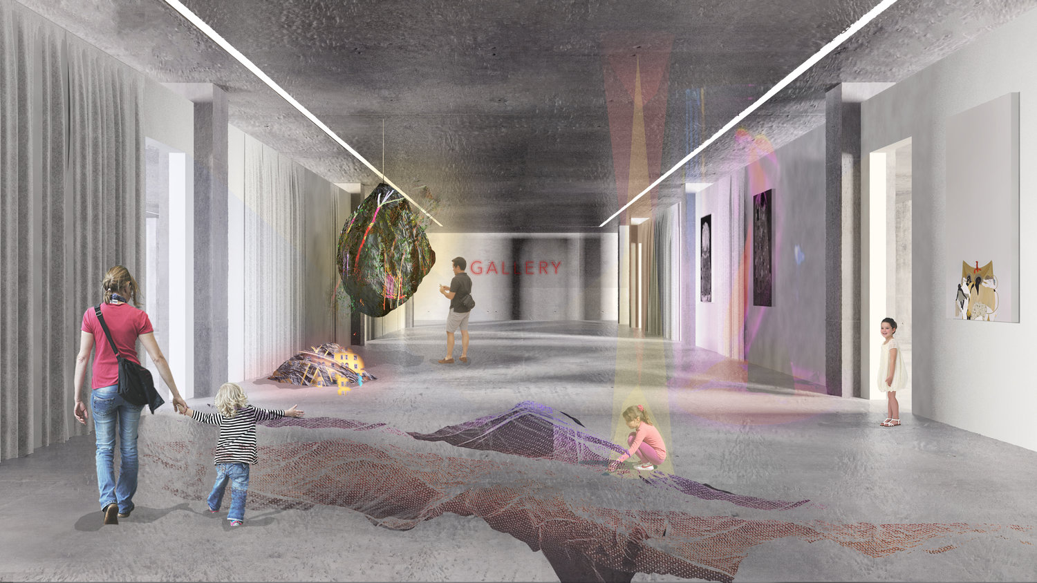 The predominance of hard surfaces in existing car parking buildings provides a great canvas for projection and use of augmented reality devices.