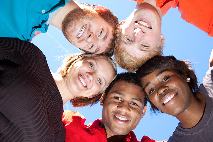 Young people in a circle