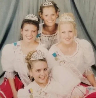 Montgomery's Ambassadors for 1998 clockwise are Miss Congeniality Mary Harms, 1st Princess Gretchen Gilhousen, Queen Diane Jindra, and 2nd Princess Abby Smith