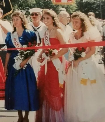 The 1990 Kolacky Days Royalty includes Queen Sheila Nesmoe, First Princess Melissa Sery, and Second Princess and Miss Congeniality Kristine Tupy