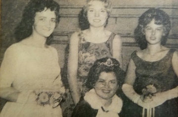 1963 Kolacky Day Royalty. Queen Marlaine Mellen, 1st Princess Sandy Miller, and 2nd Princess Sharon Grundhoffer