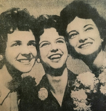 1960 Kolacky Day Royalty. Queen Mary O'Regan in the center with her attendants First Attendant Terry Kohout and Second Attendant Betty David