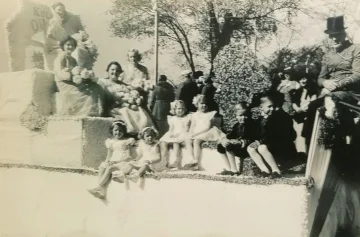 1934 Kolacky Day Royalty. Queen Gladys Peroutka with Helen Kovarik, Henrietta Busta, and Lilian Lusk as attendants