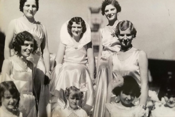 Montgomery's 1st Kolacky Day Royal Court. 1931 Kolacky Day Queen Leatta Ehmke with Ella Krocak, Sylvia Zelenka, Anna Zelenka, and Bernice Malone as attendants.