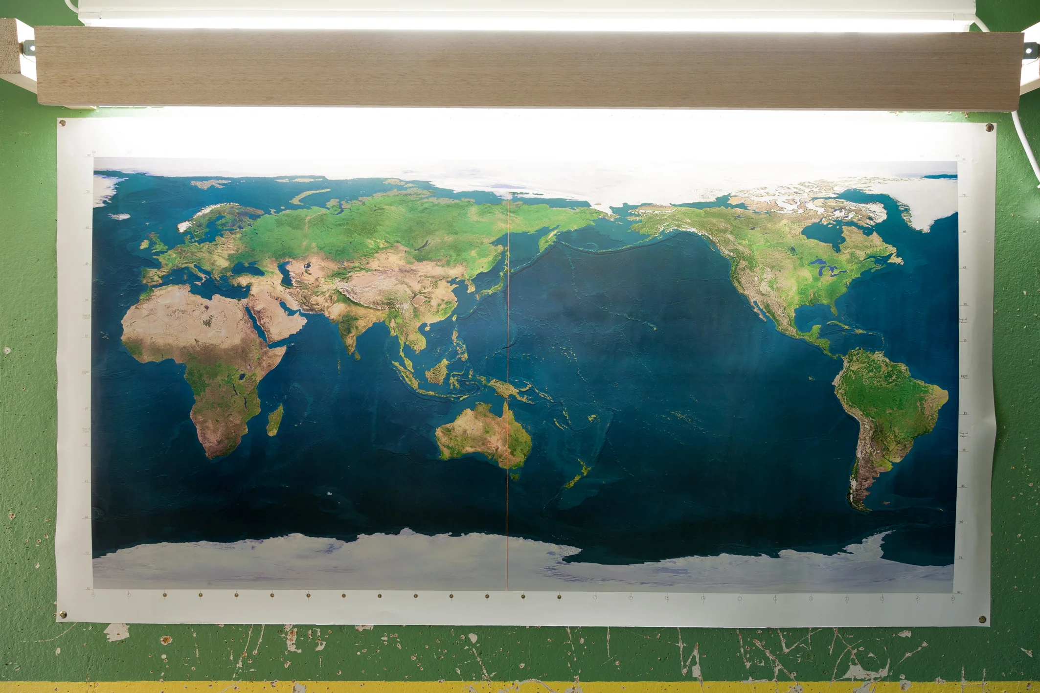 Daniel Belfield, Our Meridian, topographic world map, cotton thread