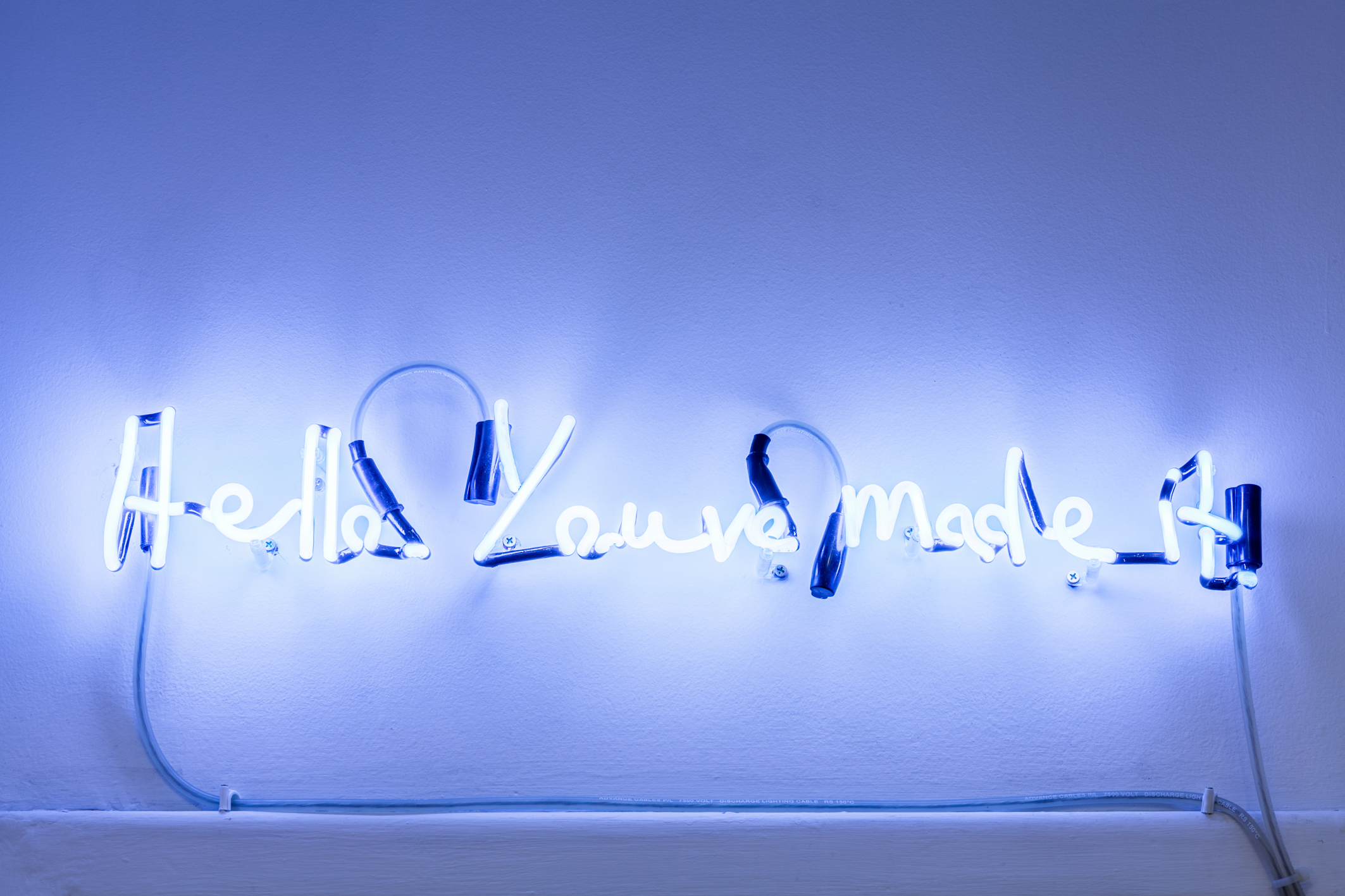   Hello. You’ve made it , neon, 12 x 75cm, 2015 