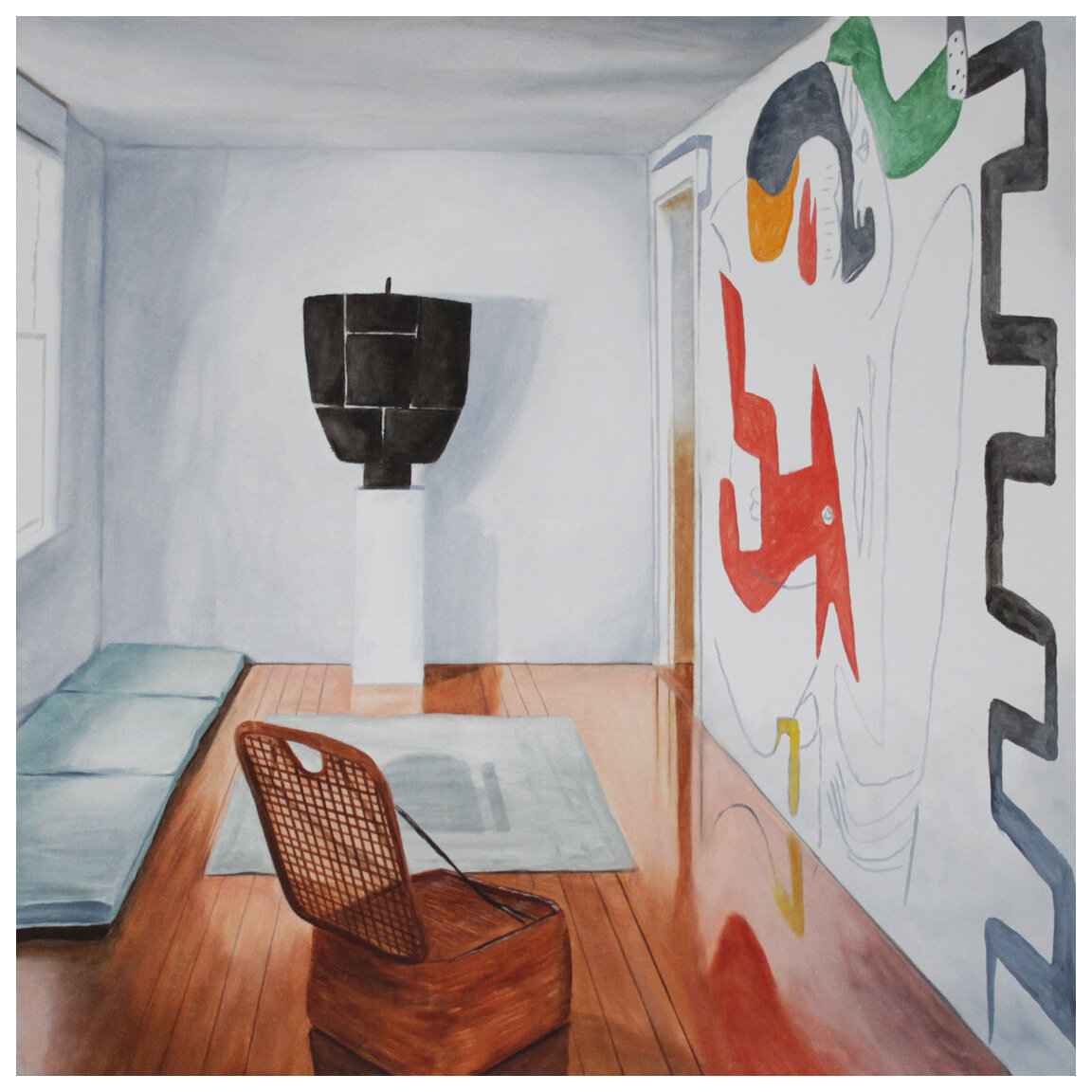  Home of Ruth and Constantino Nivola, Le Corbusier Mural 2019 oil on canvas 30 x 30 in. 