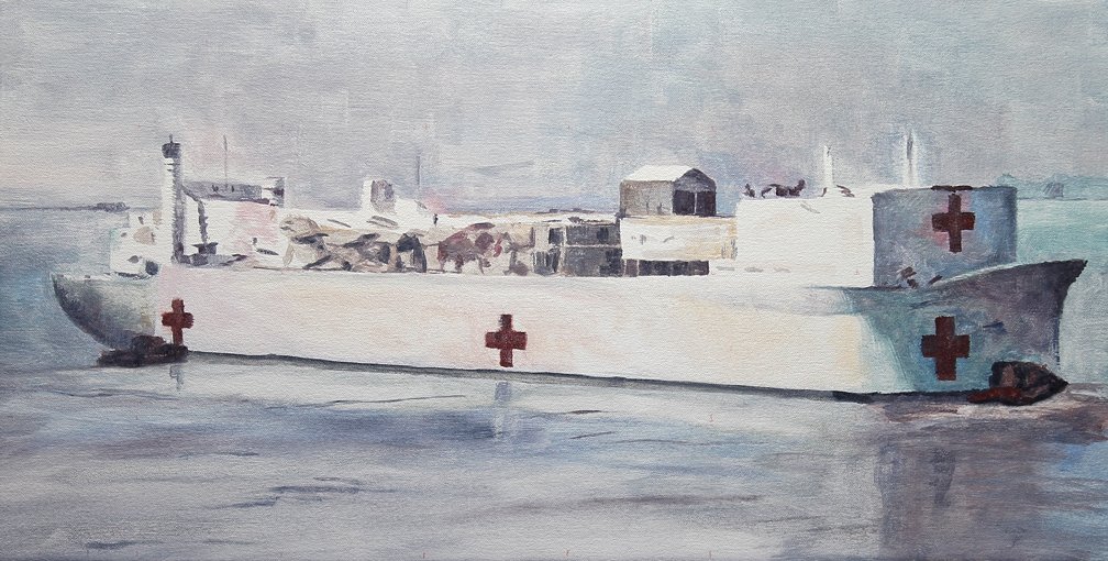 USNS Comfort (T-AH-20)  2020  oil on canvas  11 ½ x 24 in. 