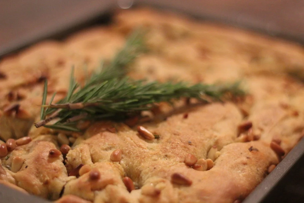Rosemary Focaccia with Pine Nuts and Sun-dried Tomatoes