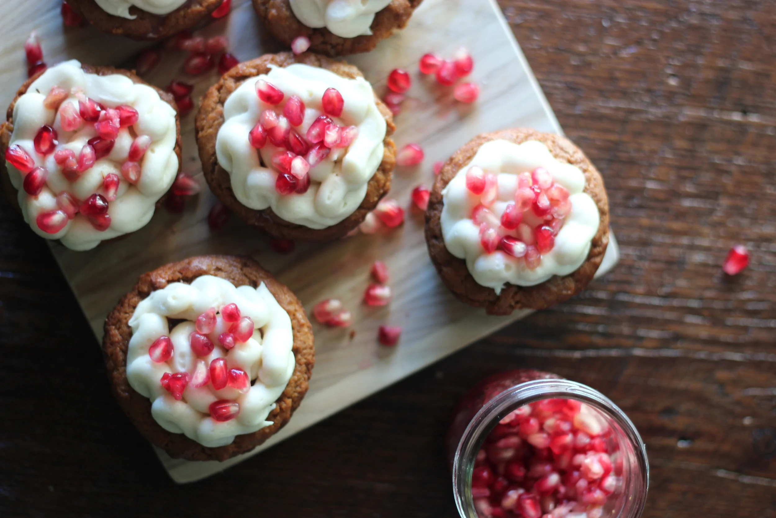Sweet Potato + Pomegranate Cupcakes